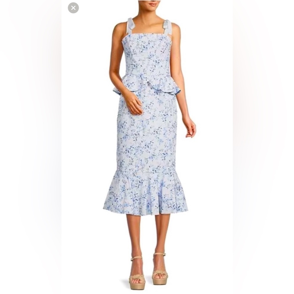 ANTONIO MELANI Blue Floral Midi Dress